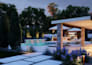 do landscape backyard design 3d rendering for pool, pergola, patio garden design